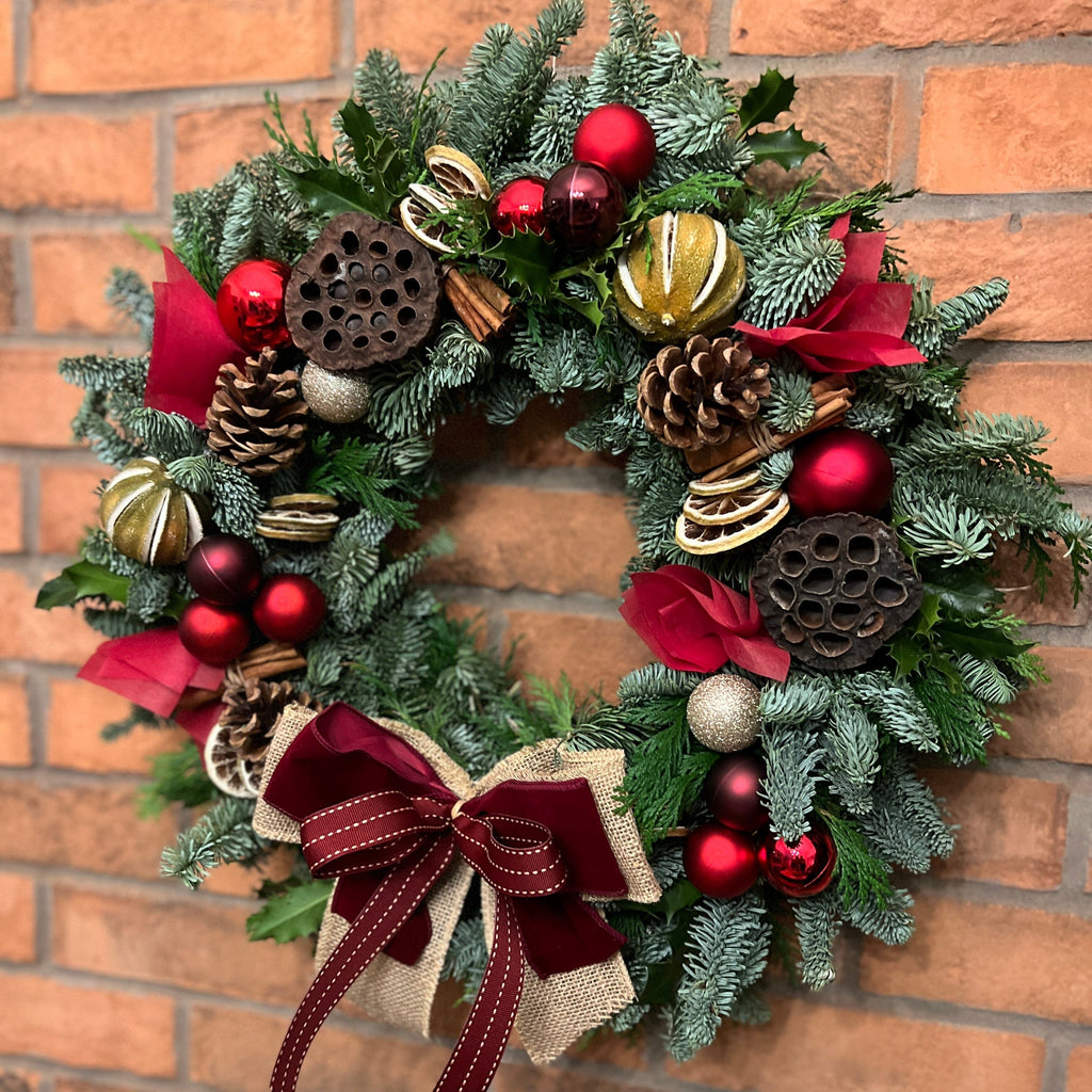 45cm Traditional Christmas Wreath | Thorngumbald & Hedon Florist | Hull Fresh Flower Delivery near me