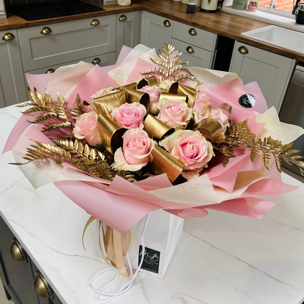 Champagne Roses Bouquet | Thorngumbald & Hedon Florist | Hull Fresh Flower Delivery near me