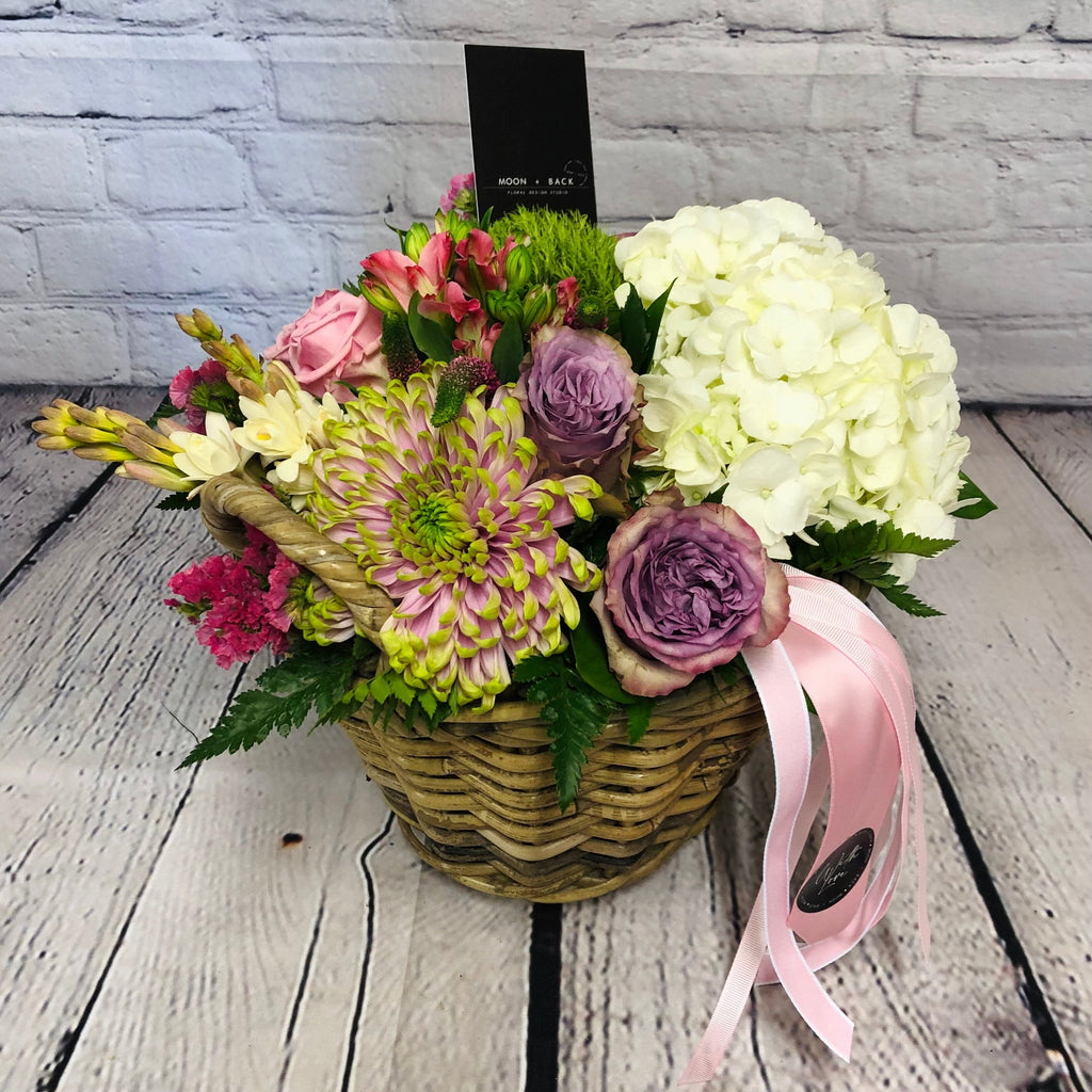 Rattan Basket Floral Arrangement | Thorngumbald & Hedon Florist | Hull Fresh Flower Delivery
