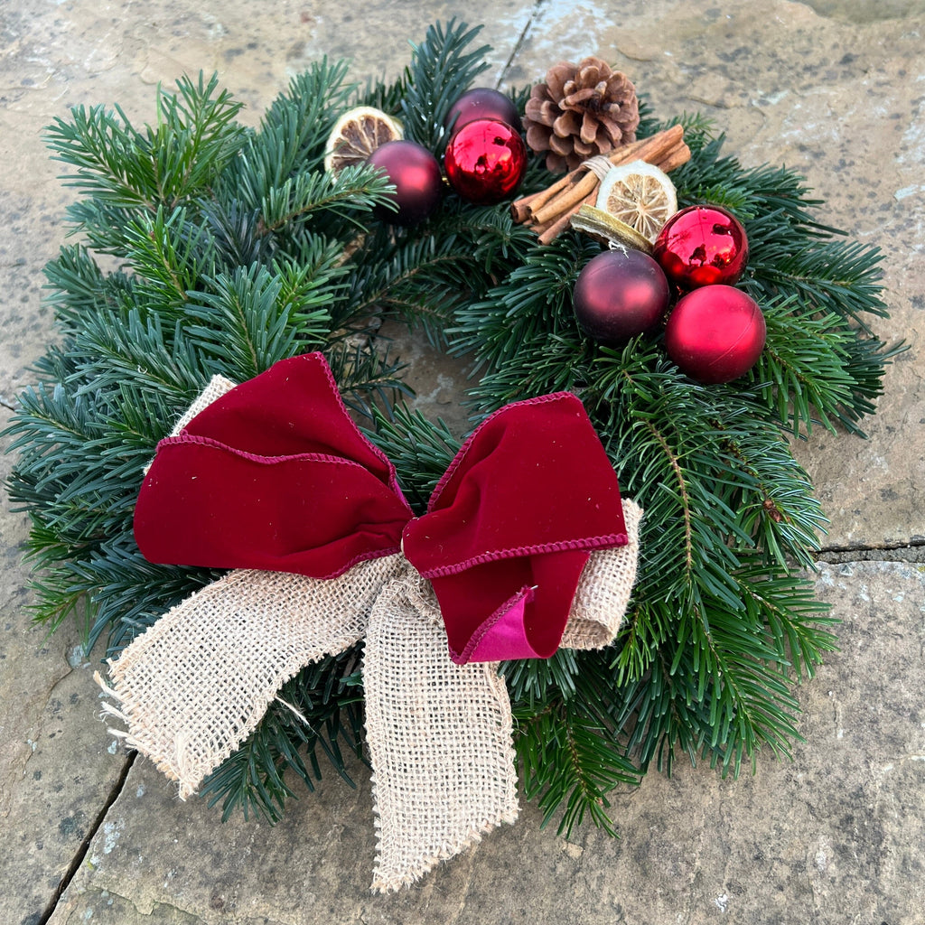Small Traditional Christmas Wreath | Thorngumbald & Hedon Florist | Hull Fresh Flower Delivery near me