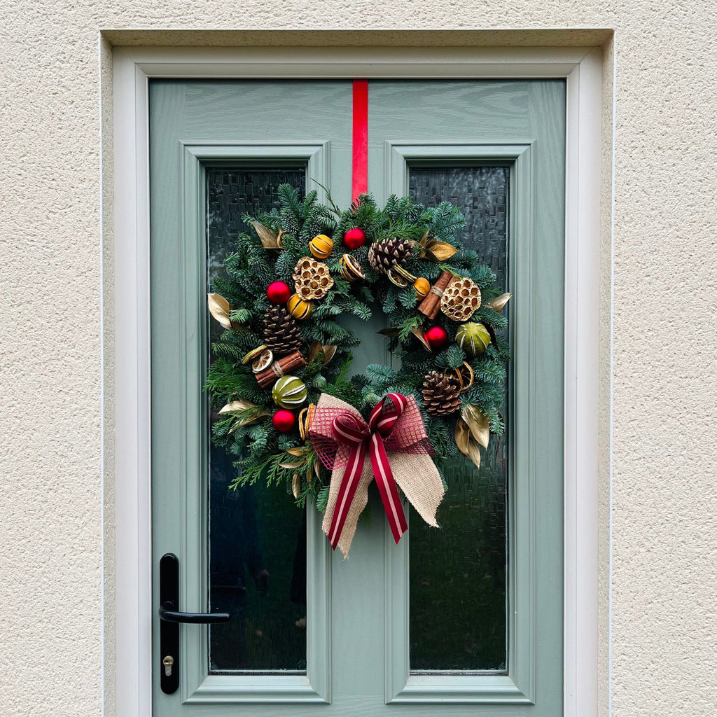 Traditional Christmas Wreath - Red | Thorngumbald & Hedon Florist | Hull Fresh Flower Delivery